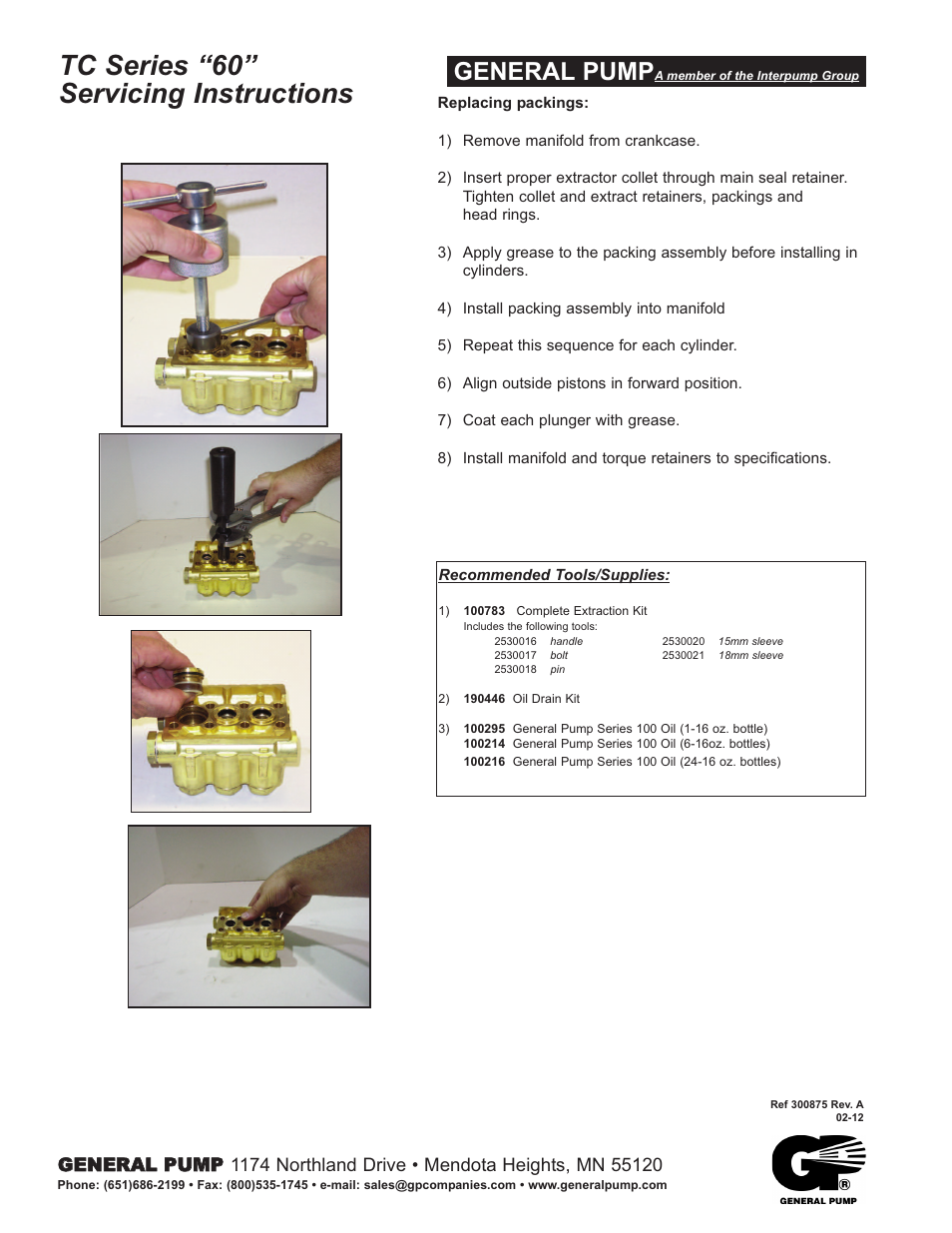 Tc series “60” servicing instructions, General pump | General Pump 60 TC Series User Manual | Page 3 / 4