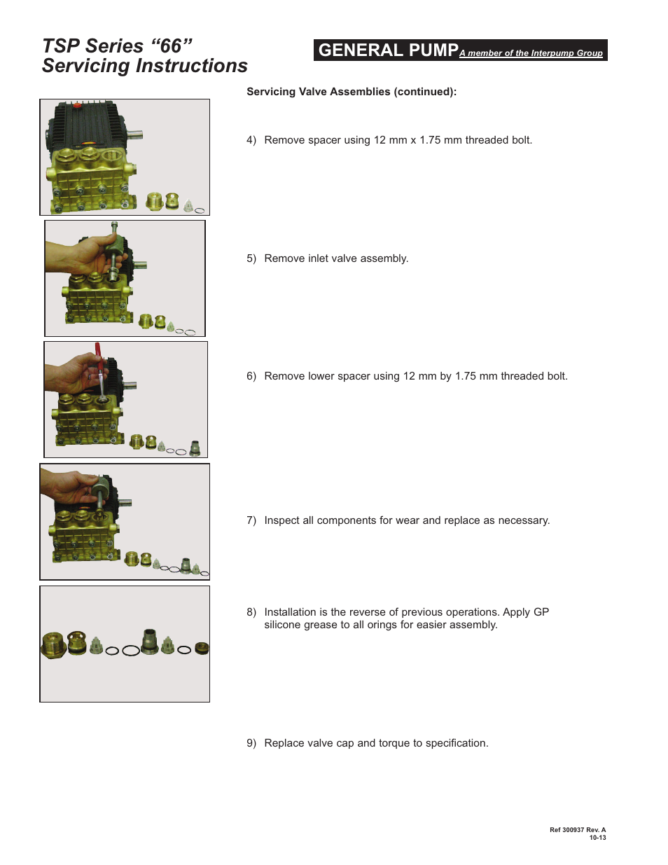 Tsp series “66” servicing instructions, General pump | General Pump 66 Series TSP User Manual | Page 2 / 5