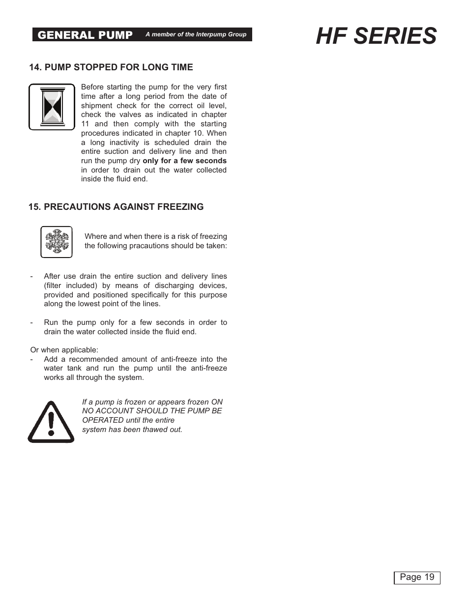 Hf series, General pump | General Pump HF Owner Manual User Manual | Page 19 / 24