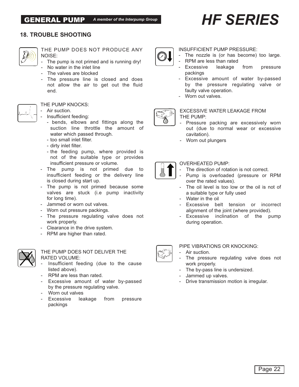 Hf series, General pump | General Pump HF Owner Manual User Manual | Page 22 / 24