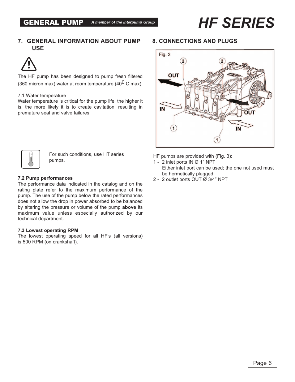 Hf series, General pump | General Pump HF Owner Manual User Manual | Page 6 / 24