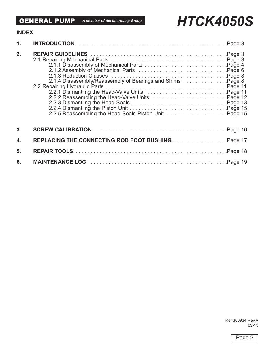 Htck4050s | General Pump HTCK4050S User Manual | Page 2 / 19