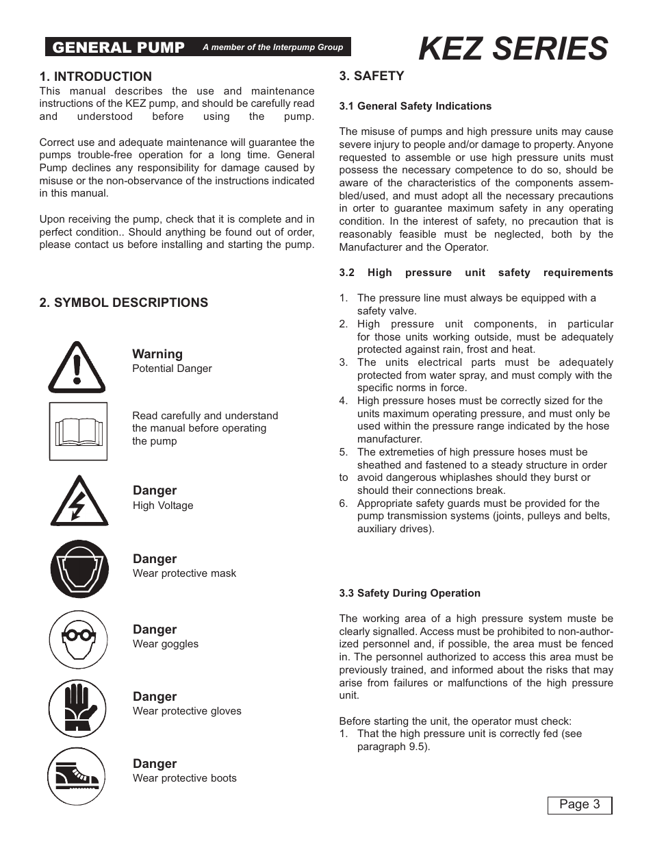 Kez series, General pump | General Pump KEZ Owner Manual v.1 User Manual | Page 4 / 17