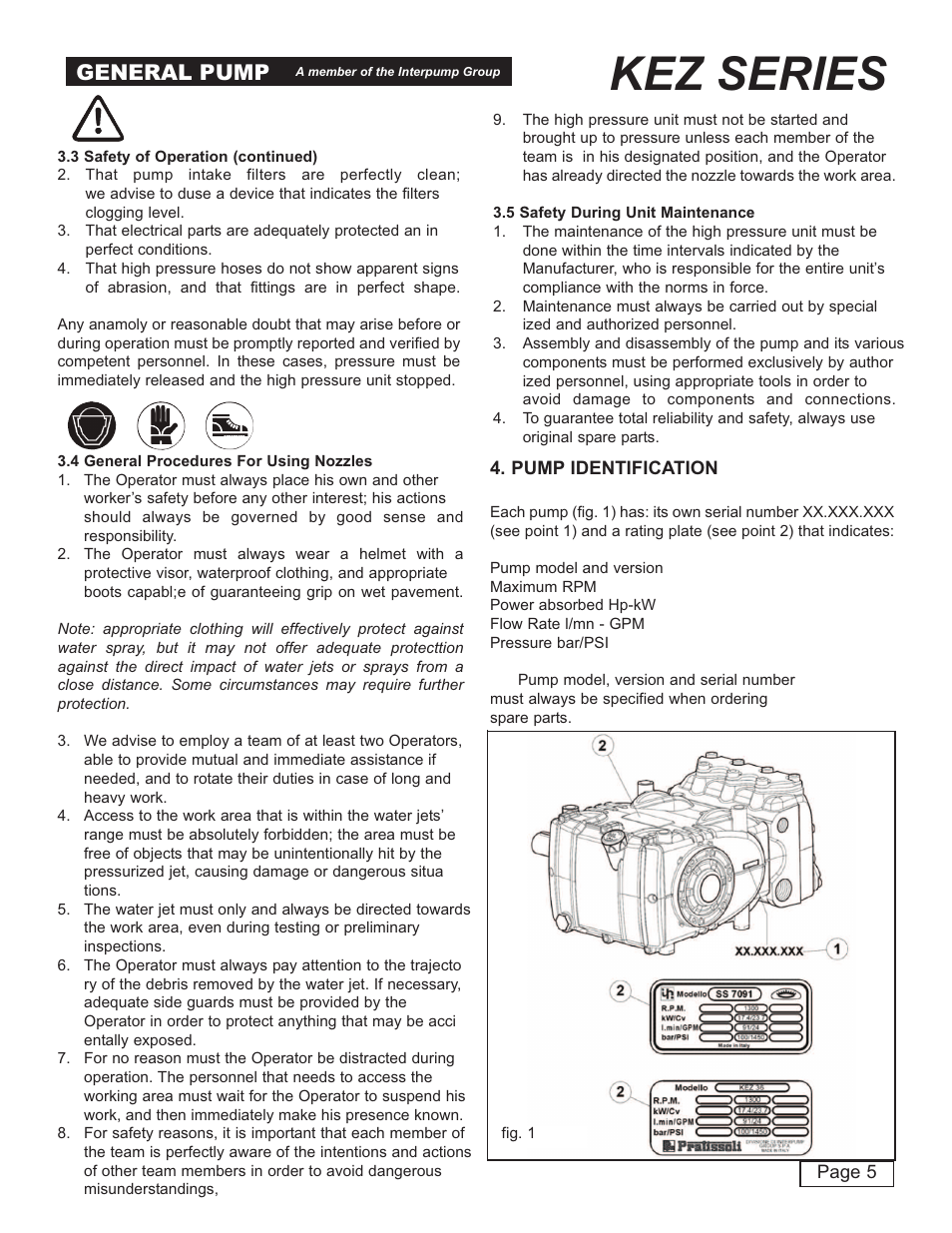 Kez series, General pump | General Pump KEZ Owner Manual v.1 User Manual | Page 5 / 17