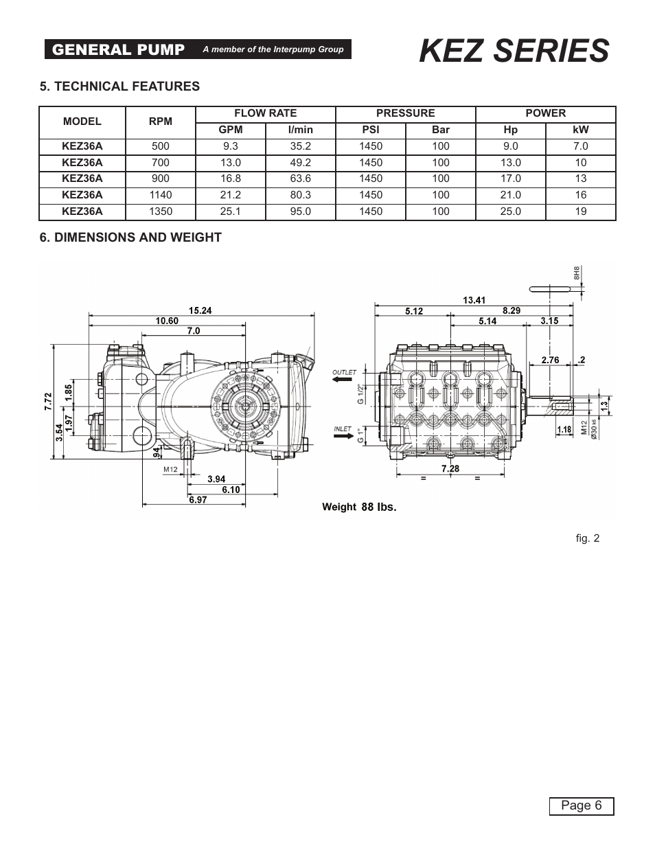 Kez series, General pump | General Pump KEZ Owner Manual v.1 User Manual | Page 6 / 17