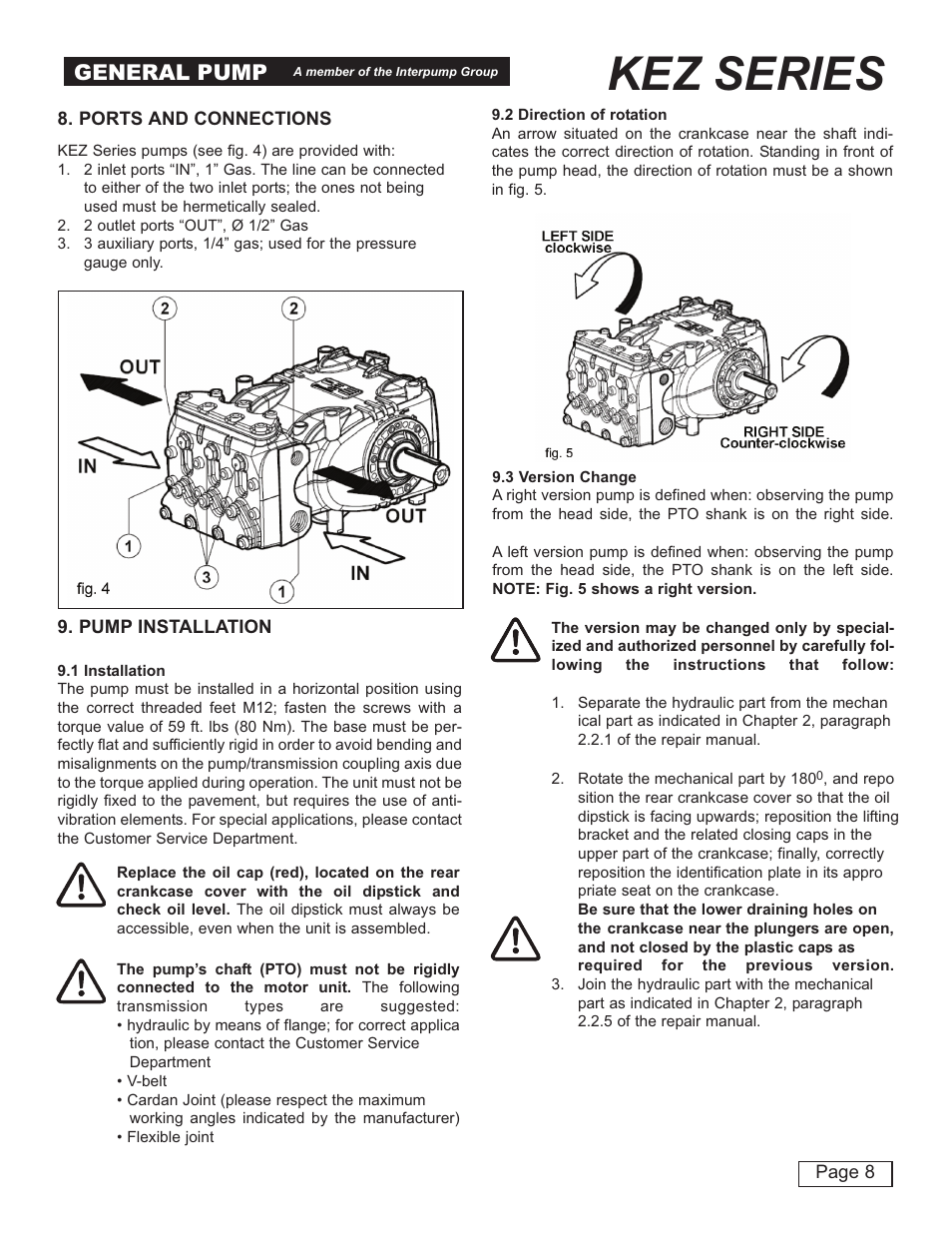 Kez series, General pump | General Pump KEZ Owner Manual v.1 User Manual | Page 8 / 17