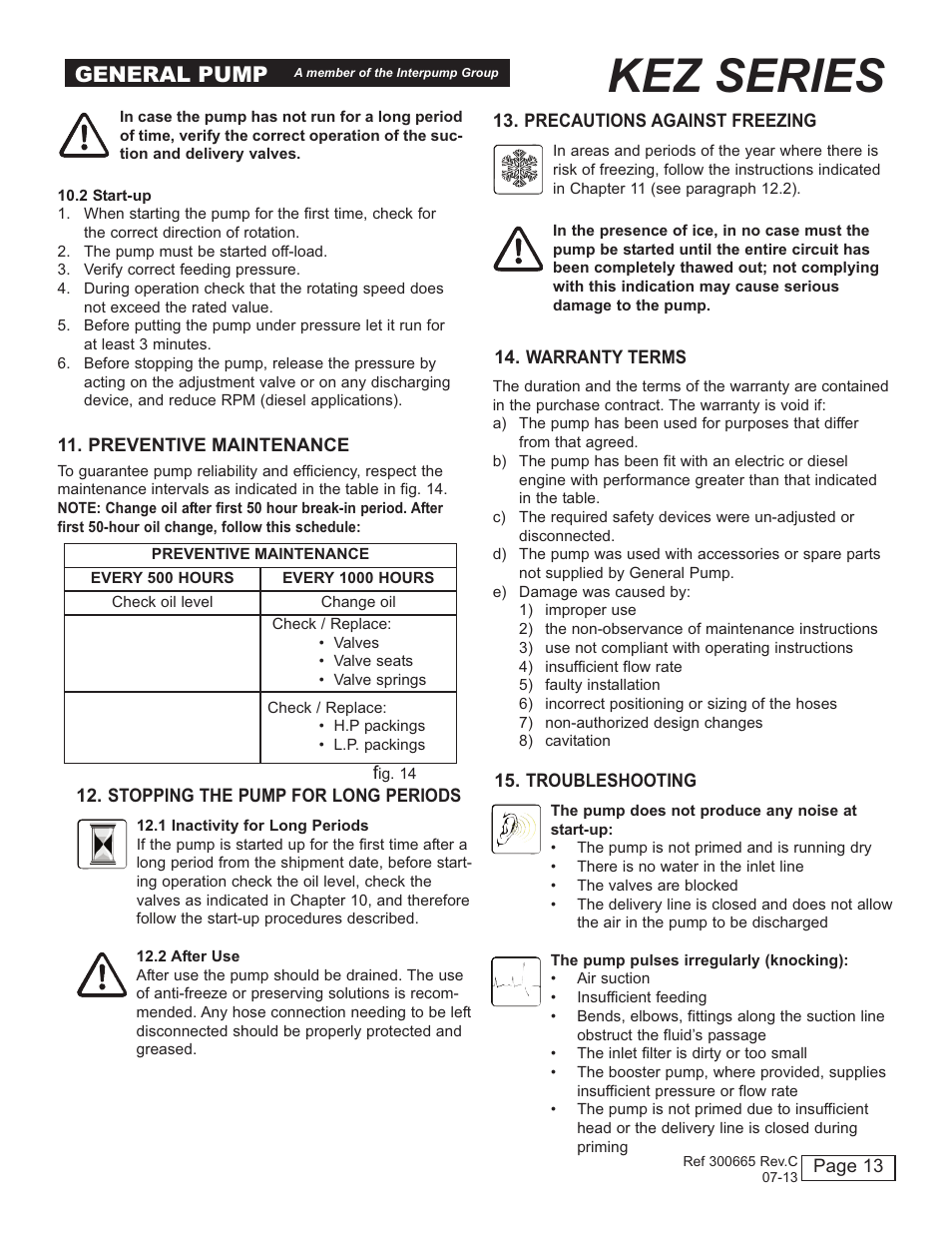 Kez series, General pump | General Pump KEZ Owner Manual v.2 User Manual | Page 13 / 17