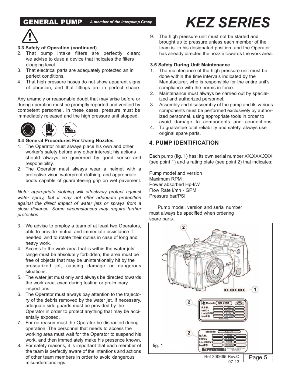 Kez series, General pump | General Pump KEZ Owner Manual v.2 User Manual | Page 5 / 17