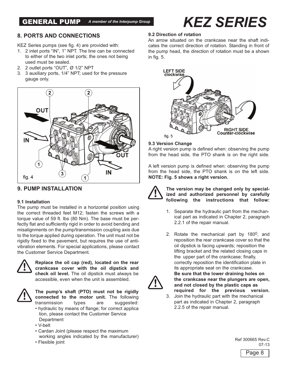 Kez series, General pump | General Pump KEZ Owner Manual v.2 User Manual | Page 8 / 17