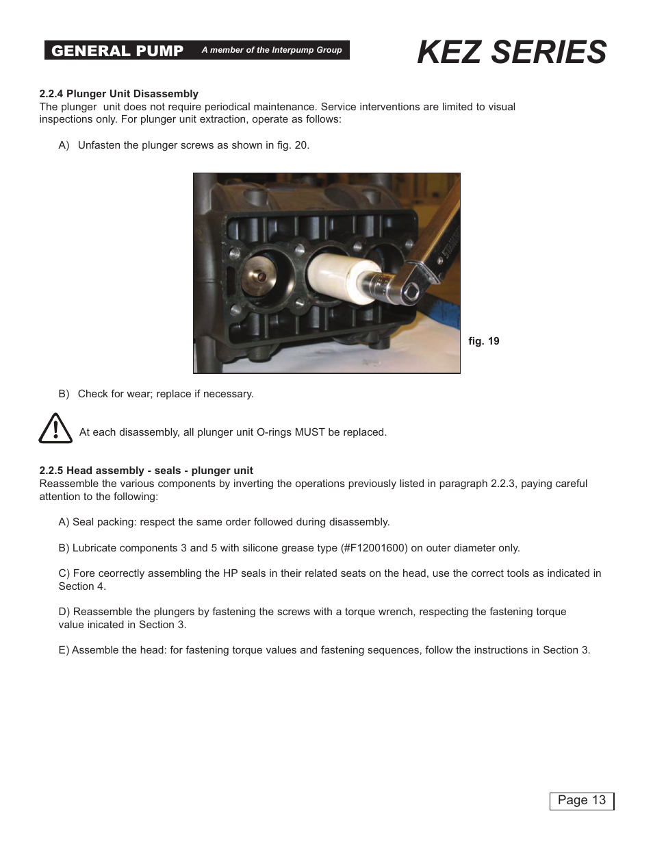 Kez series, General pump | General Pump KEZ Repair Manual User Manual | Page 13 / 16