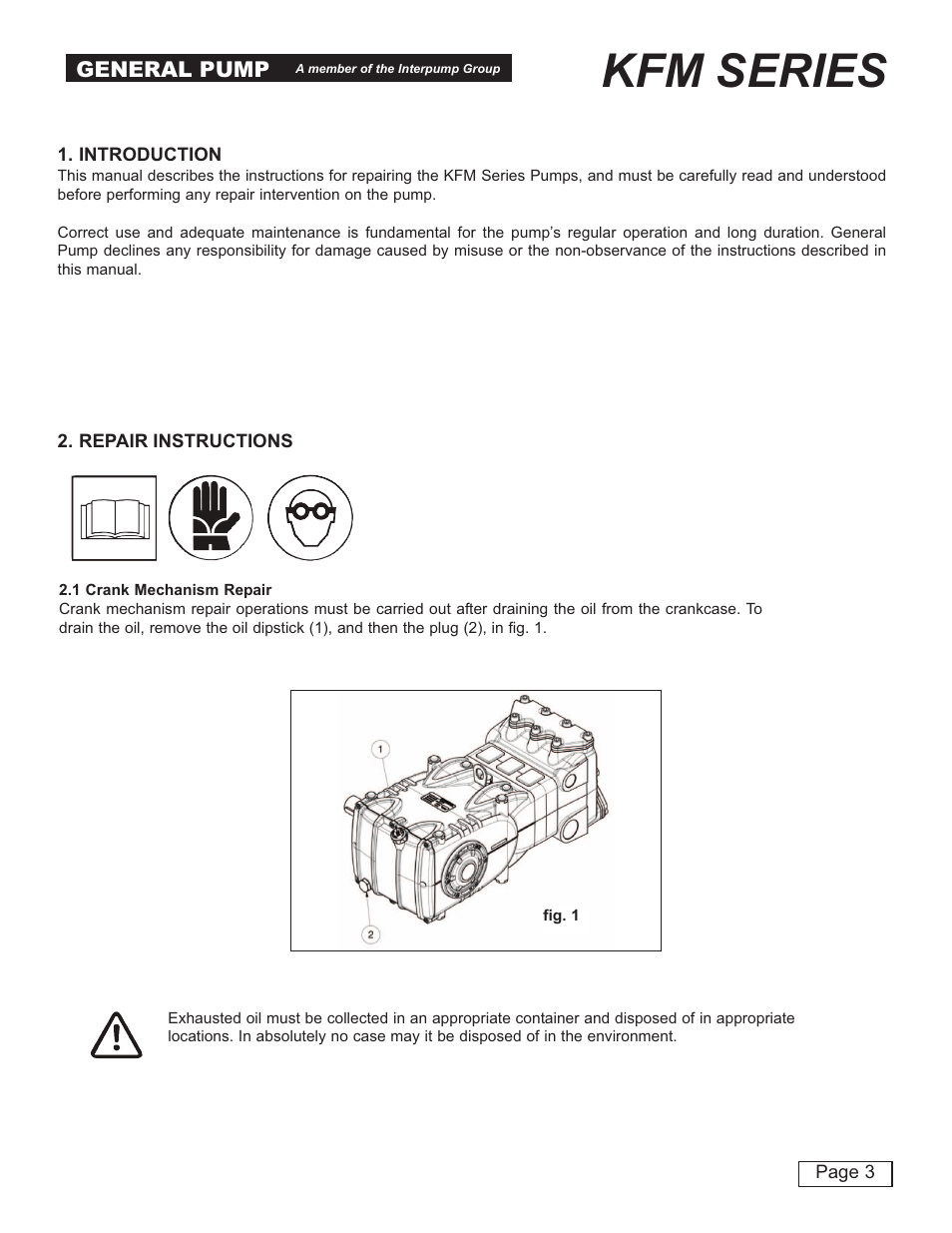 Kfm series, General pump | General Pump KFM Repair Manual User Manual | Page 3 / 16