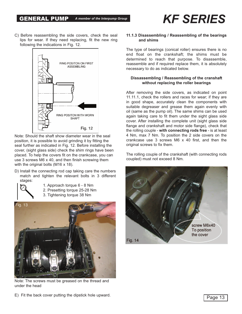 Kf series, General pump | General Pump KF Owner Manual User Manual | Page 13 / 22