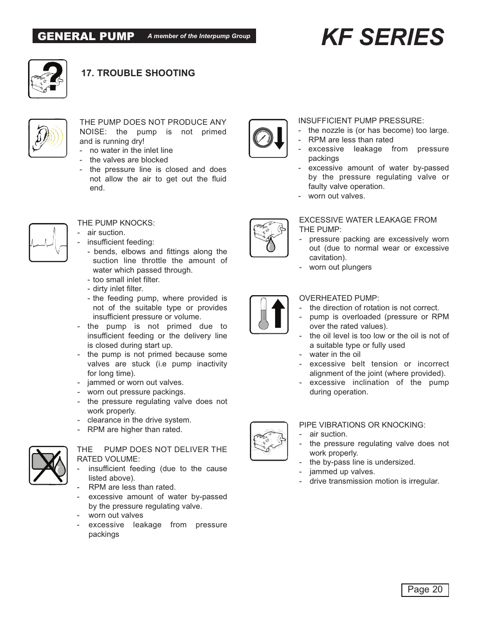 Kf series, General pump | General Pump KF Owner Manual User Manual | Page 20 / 22