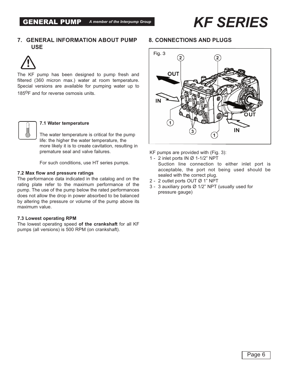 Kf series, General pump | General Pump KF Owner Manual User Manual | Page 6 / 22