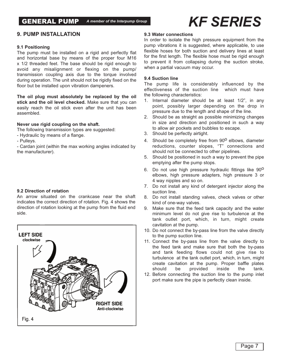 Kf series, General pump | General Pump KF Owner Manual User Manual | Page 7 / 22