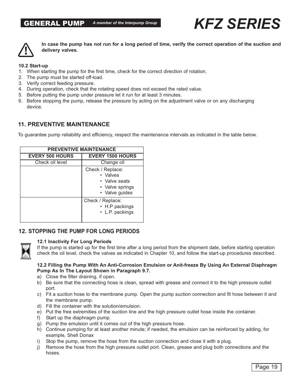 Kfz series, General pump | General Pump KFZ Owner Manual User Manual | Page 19 / 24