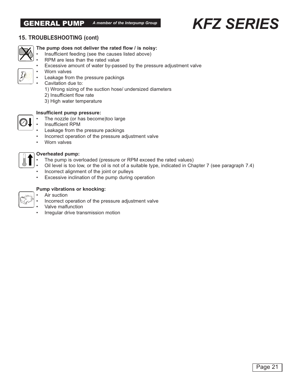 Kfz series, General pump | General Pump KFZ Owner Manual User Manual | Page 21 / 24