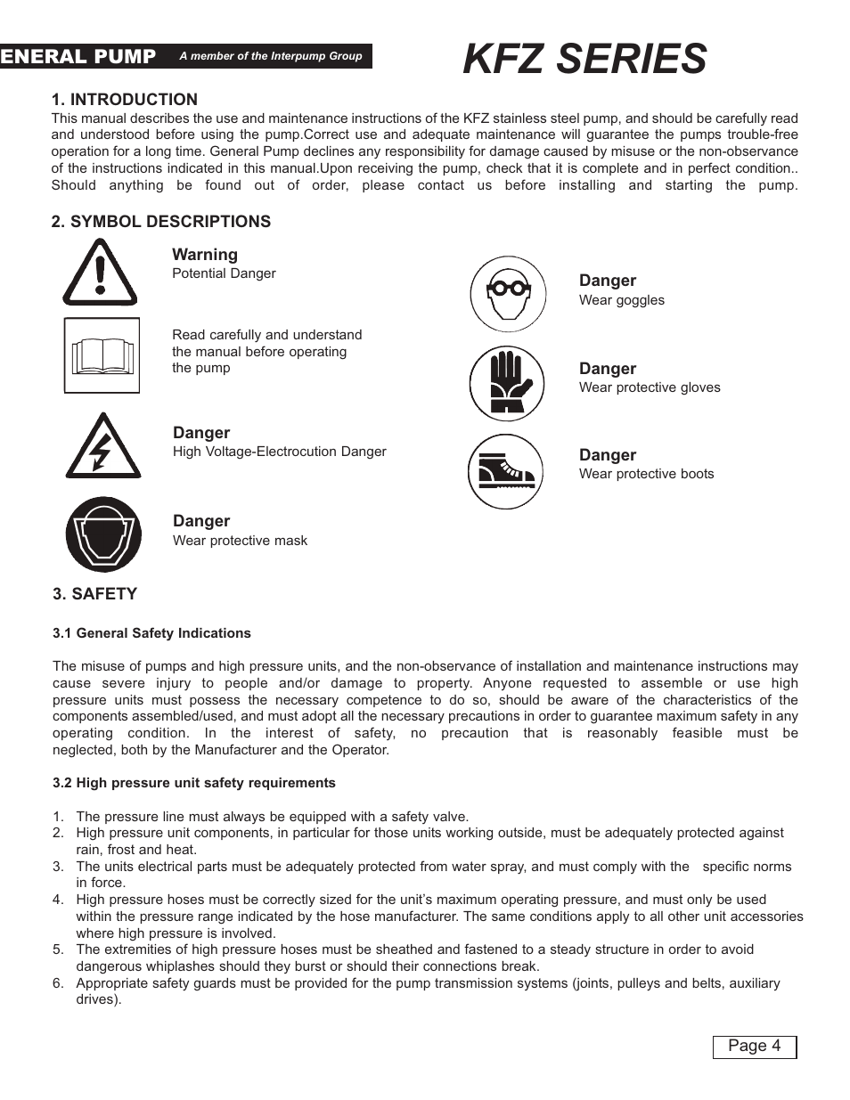 Kfz series, General pump | General Pump KFZ Owner Manual User Manual | Page 4 / 24