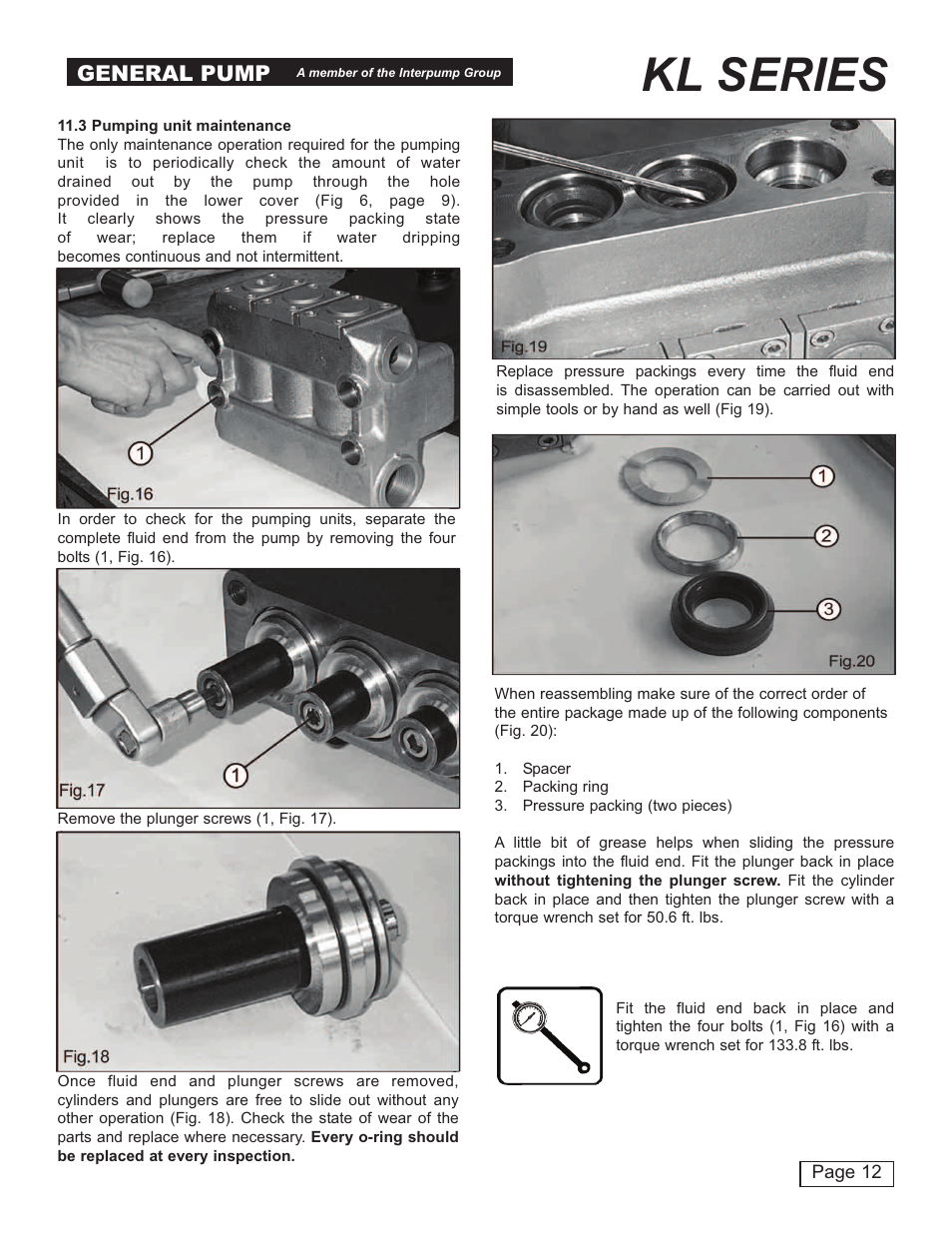 Kl series, General pump | General Pump KL User Manual | Page 12 / 19