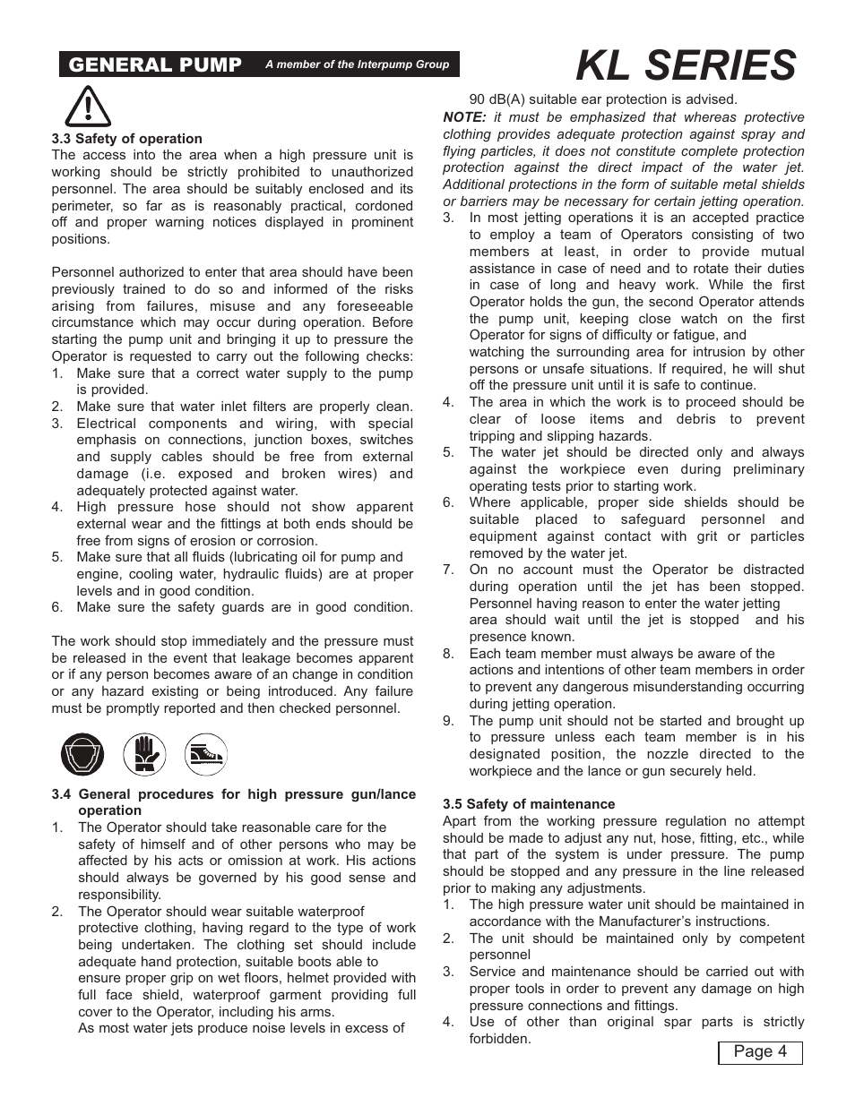 Kl series, General pump | General Pump KL User Manual | Page 4 / 19