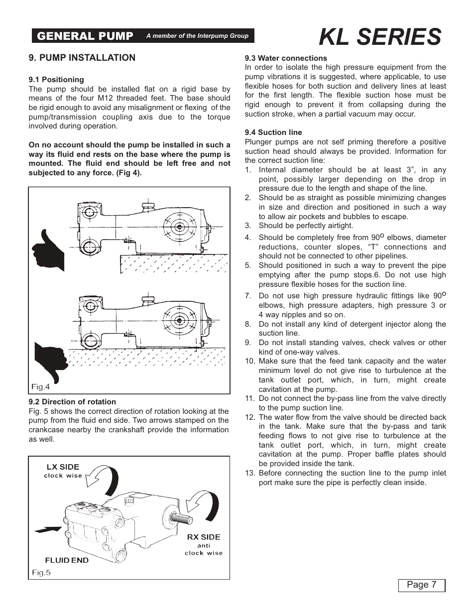 Kl series, General pump | General Pump KL User Manual | Page 7 / 19