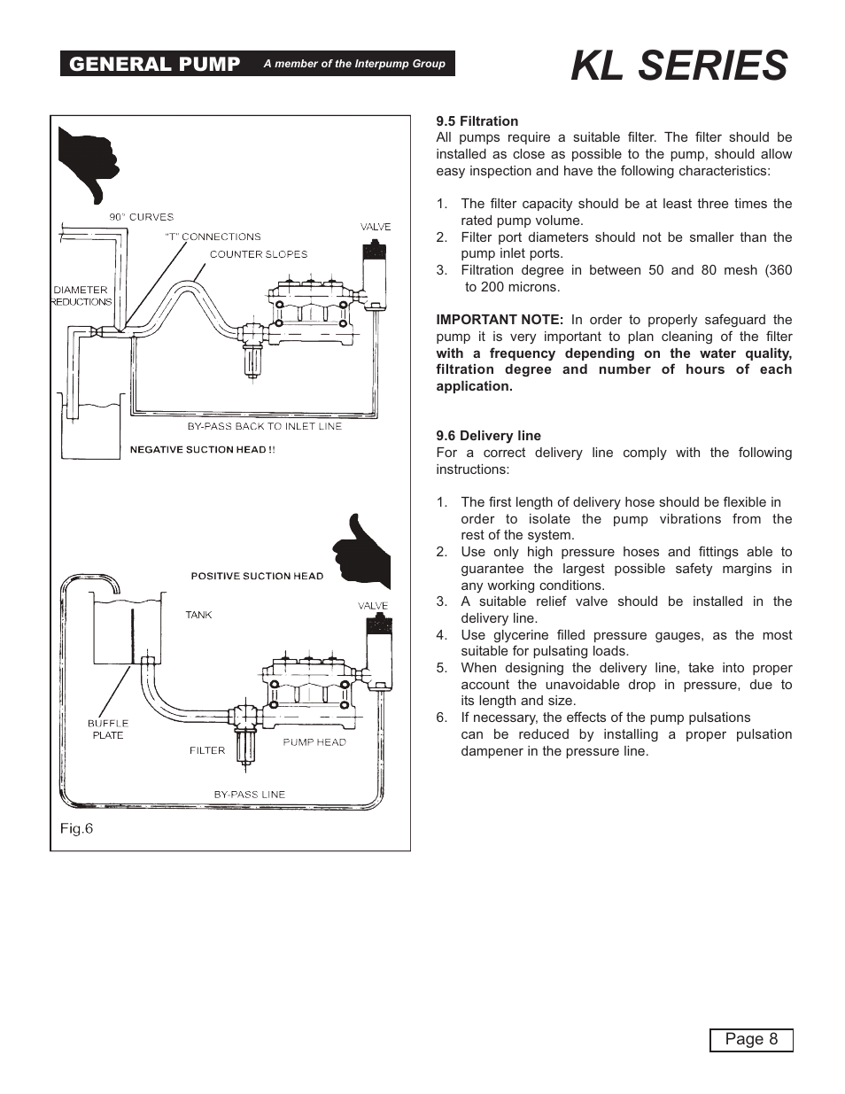 Kl series, General pump | General Pump KL User Manual | Page 8 / 19