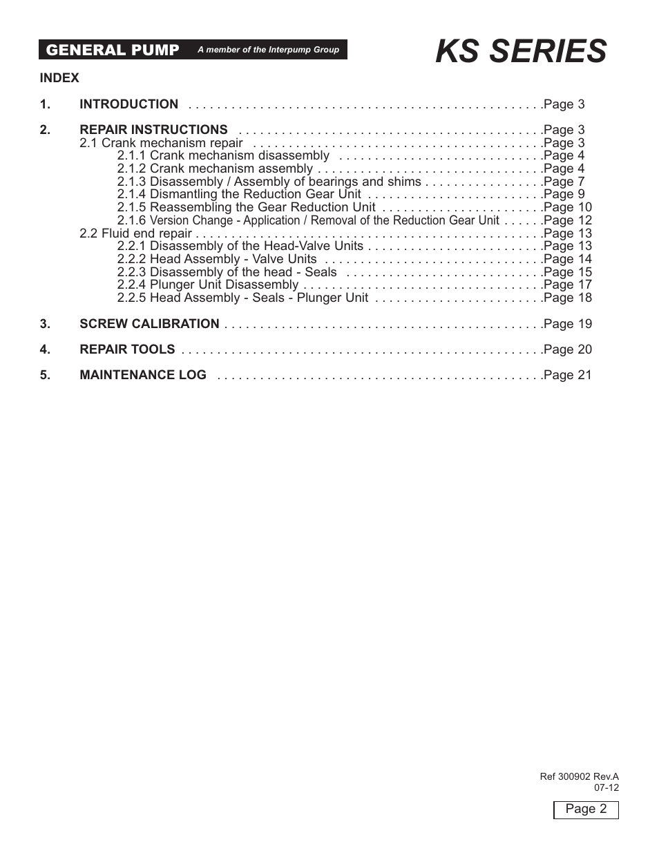 Ks series | General Pump KS Repair Manual User Manual | Page 2 / 21