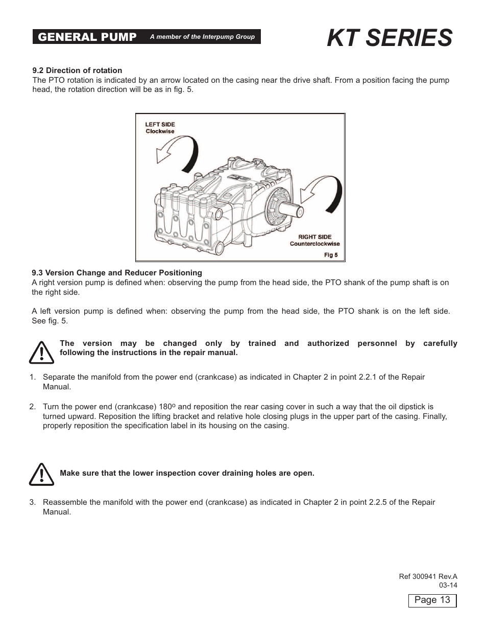 Kt series, General pump | General Pump KT User Manual | Page 13 / 35