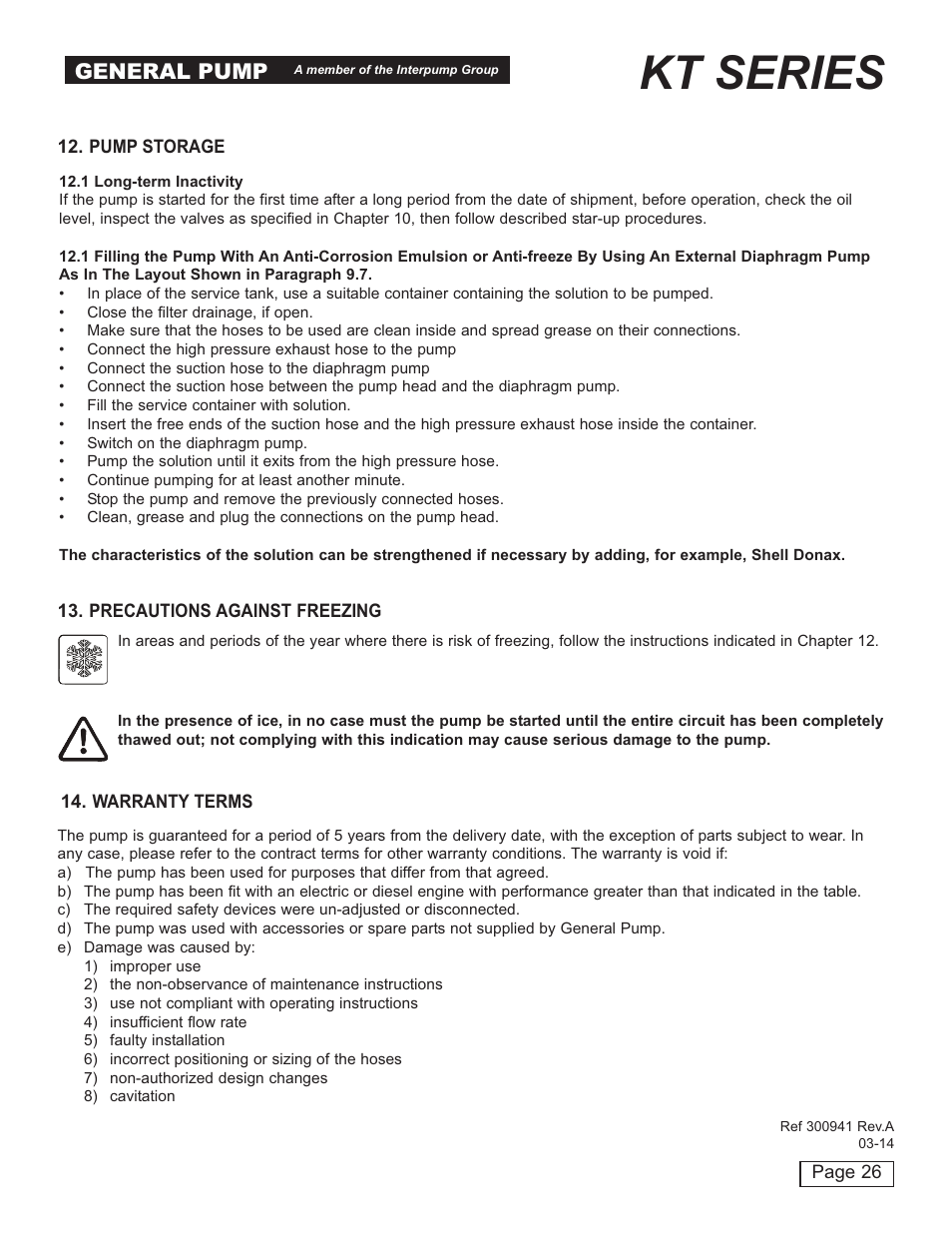 Kt series, General pump | General Pump KT User Manual | Page 26 / 35