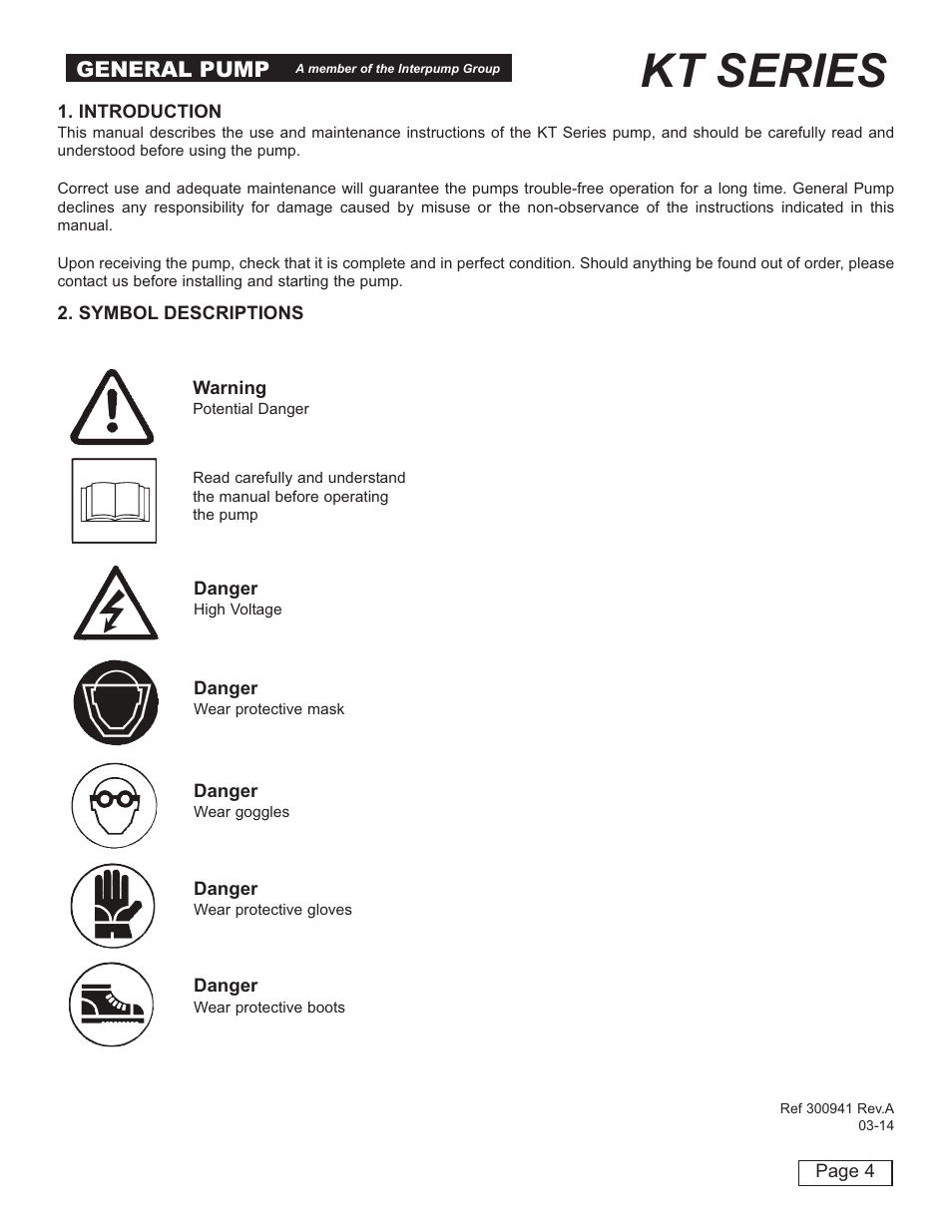 Kt series, General pump | General Pump KT User Manual | Page 4 / 35