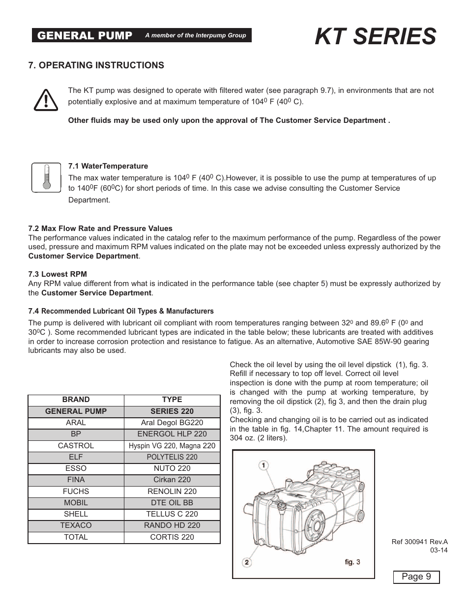 Kt series, General pump | General Pump KT User Manual | Page 9 / 35