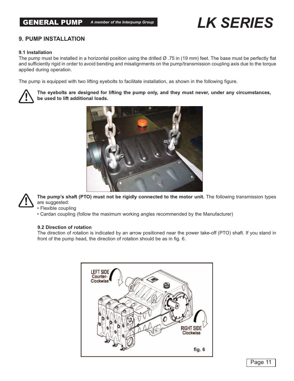 Lk series, General pump | General Pump LK Owner Manual User Manual | Page 11 / 24