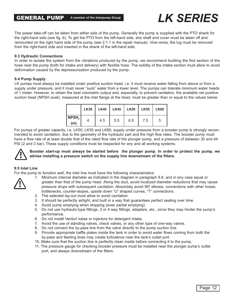 Lk series, General pump | General Pump LK Owner Manual User Manual | Page 12 / 24