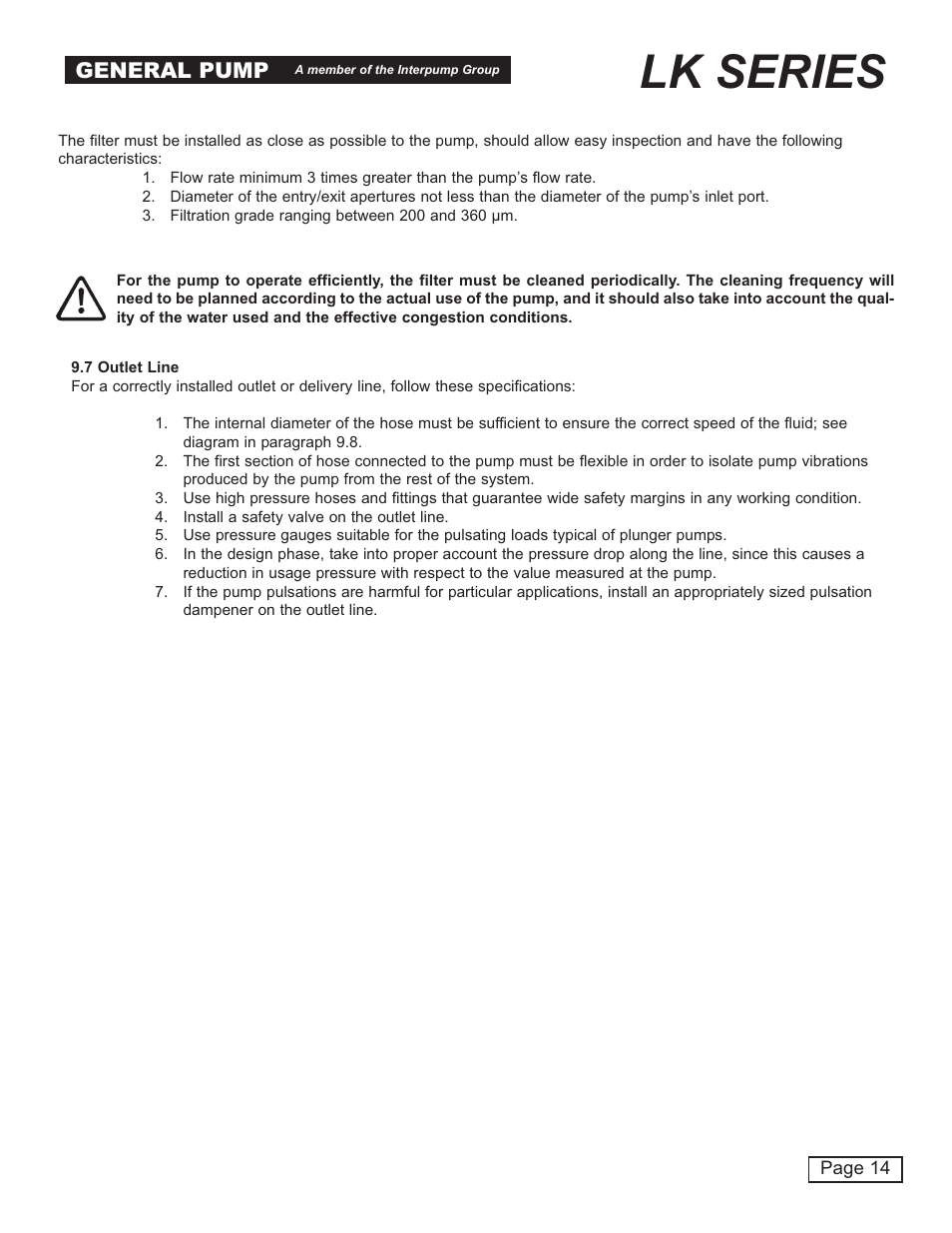 Lk series, General pump | General Pump LK Owner Manual User Manual | Page 14 / 24