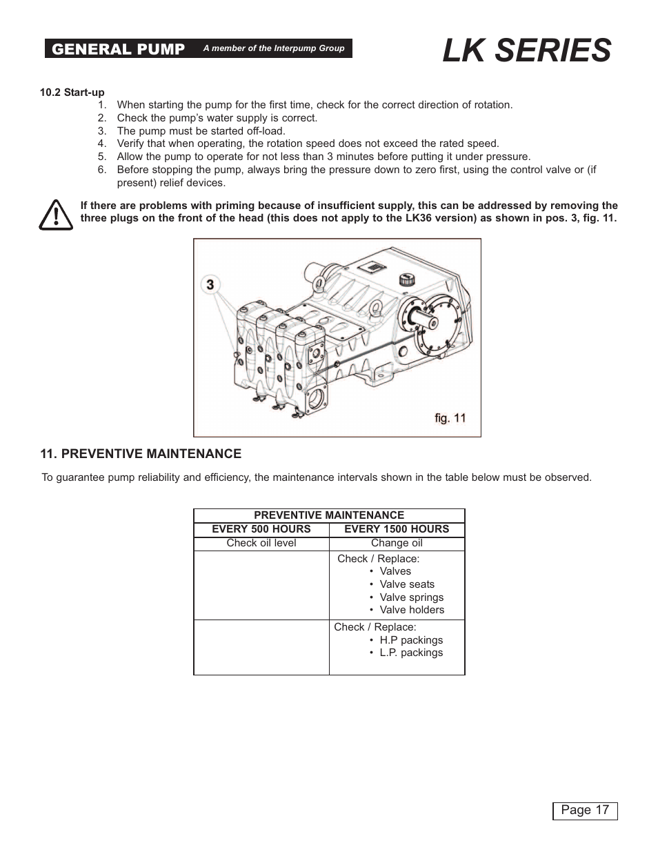 Lk series, General pump | General Pump LK Owner Manual User Manual | Page 17 / 24