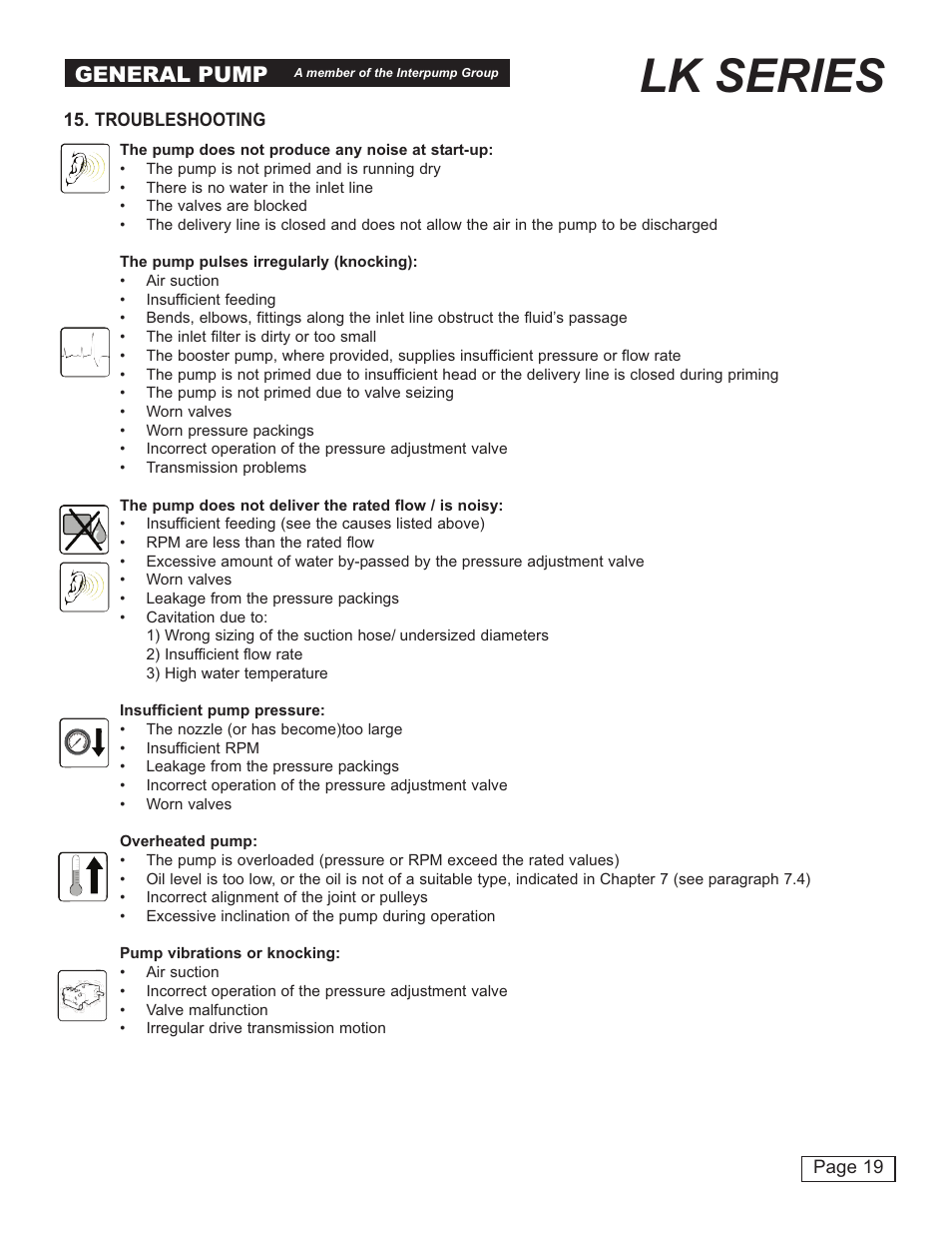 Lk series, General pump | General Pump LK Owner Manual User Manual | Page 19 / 24