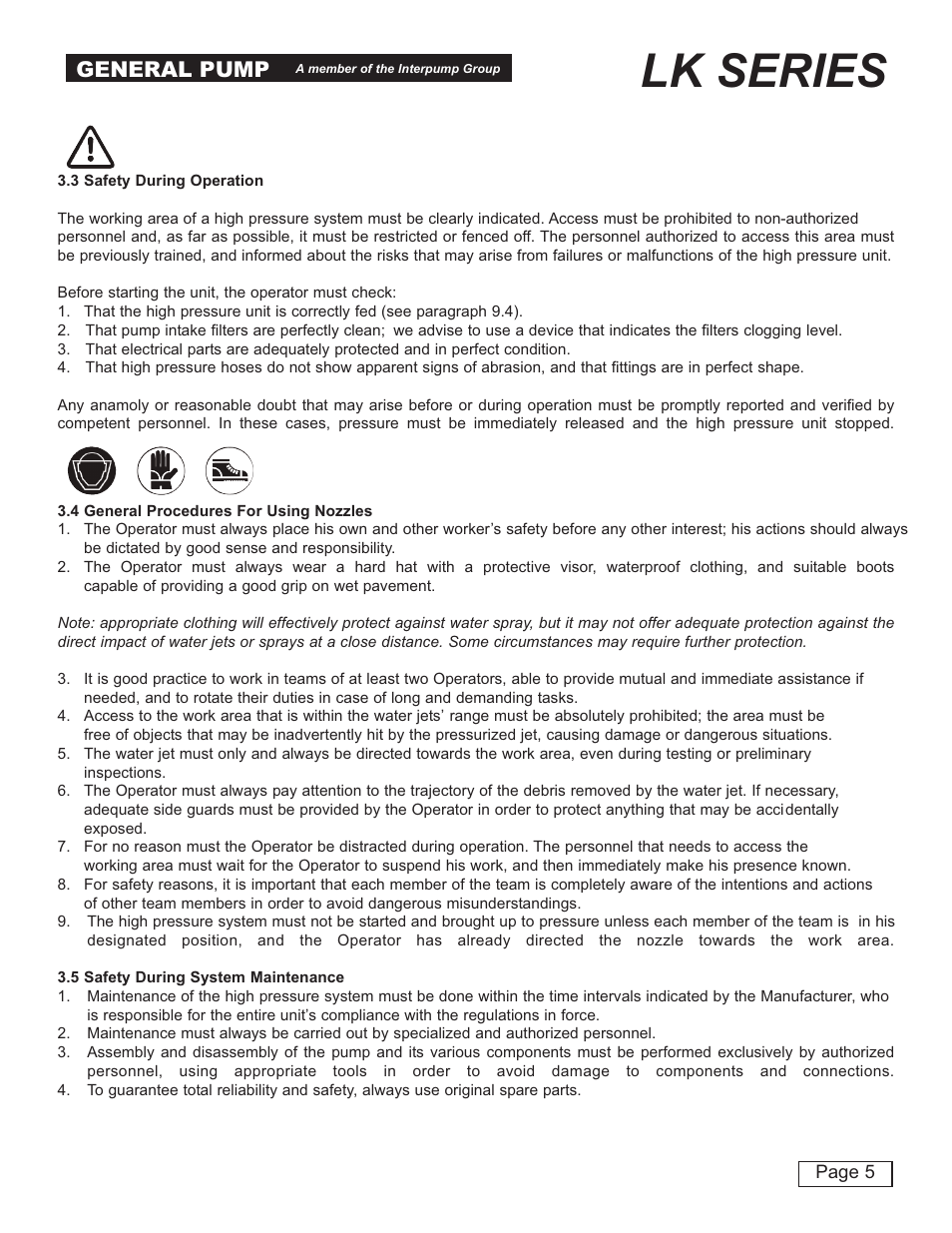 Lk series, General pump | General Pump LK Owner Manual User Manual | Page 5 / 24