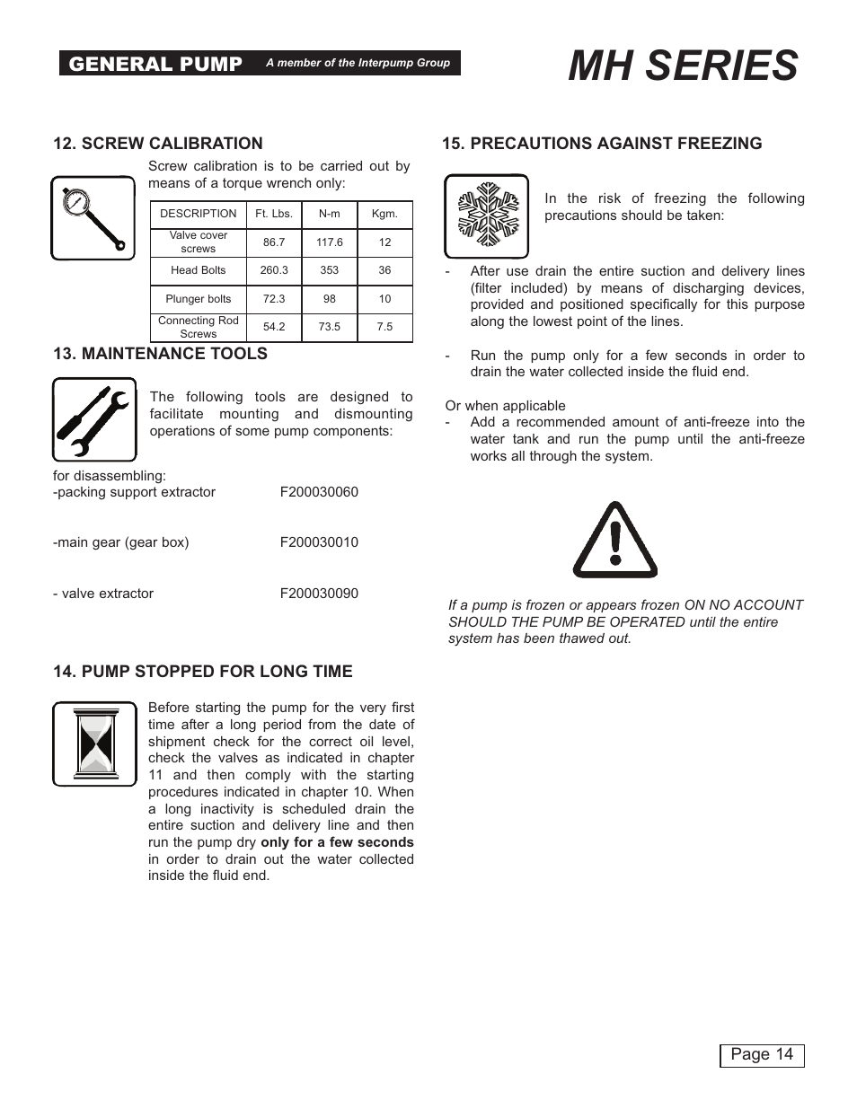 Mh series, General pump | General Pump MH User Manual | Page 14 / 18