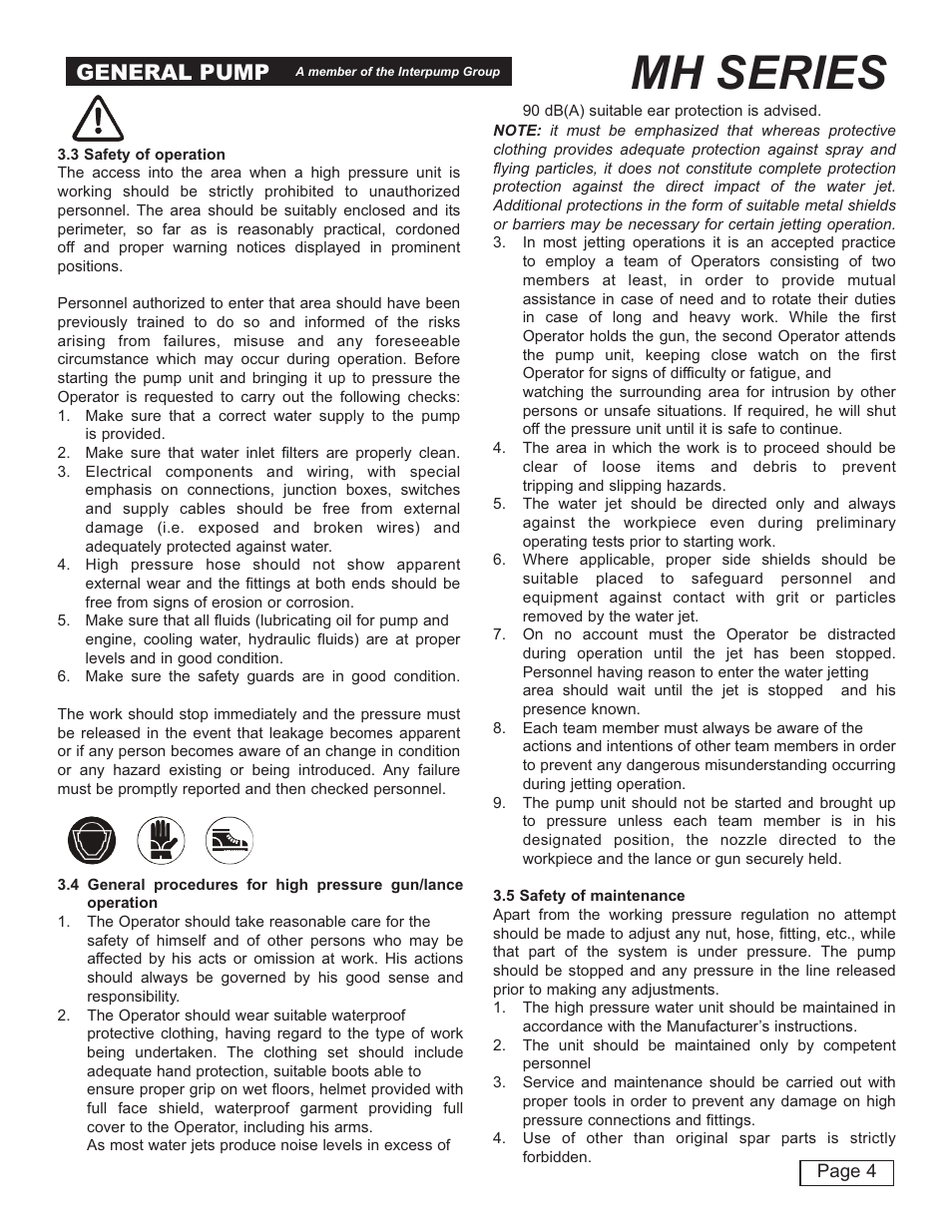 Mh series, General pump | General Pump MH User Manual | Page 4 / 18