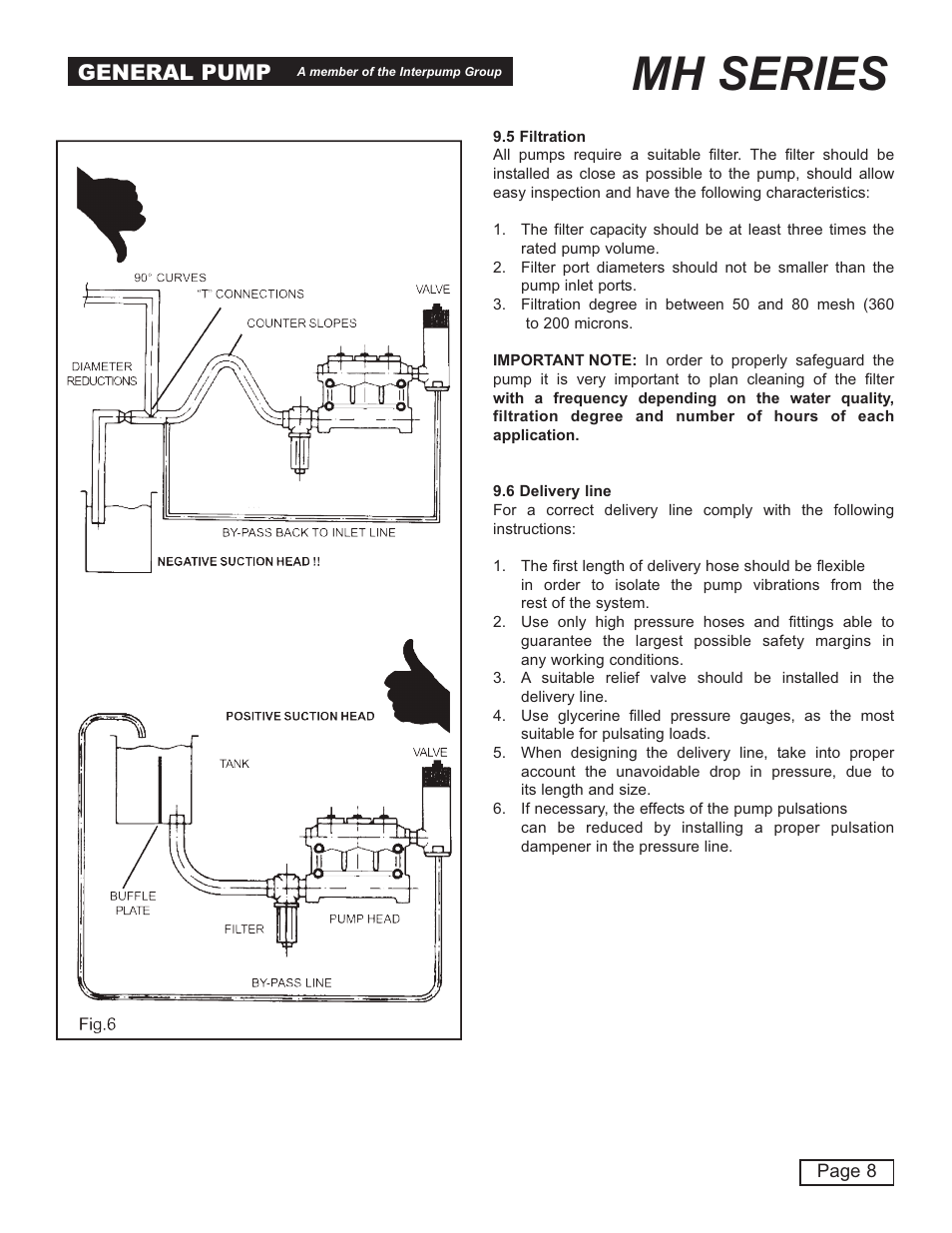 Mh series, General pump | General Pump MH User Manual | Page 8 / 18