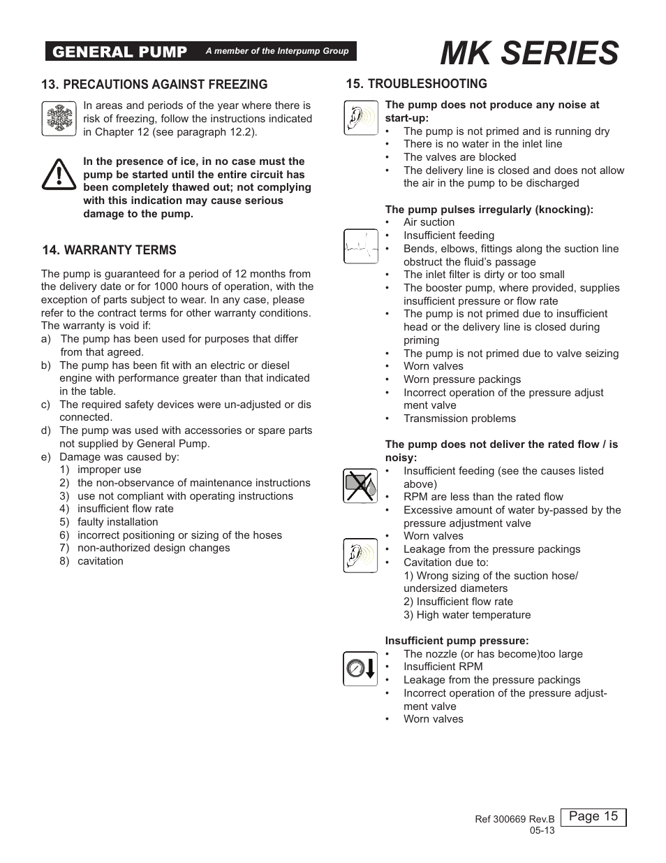 Mk series, General pump | General Pump MK Owner Manual User Manual | Page 15 / 21