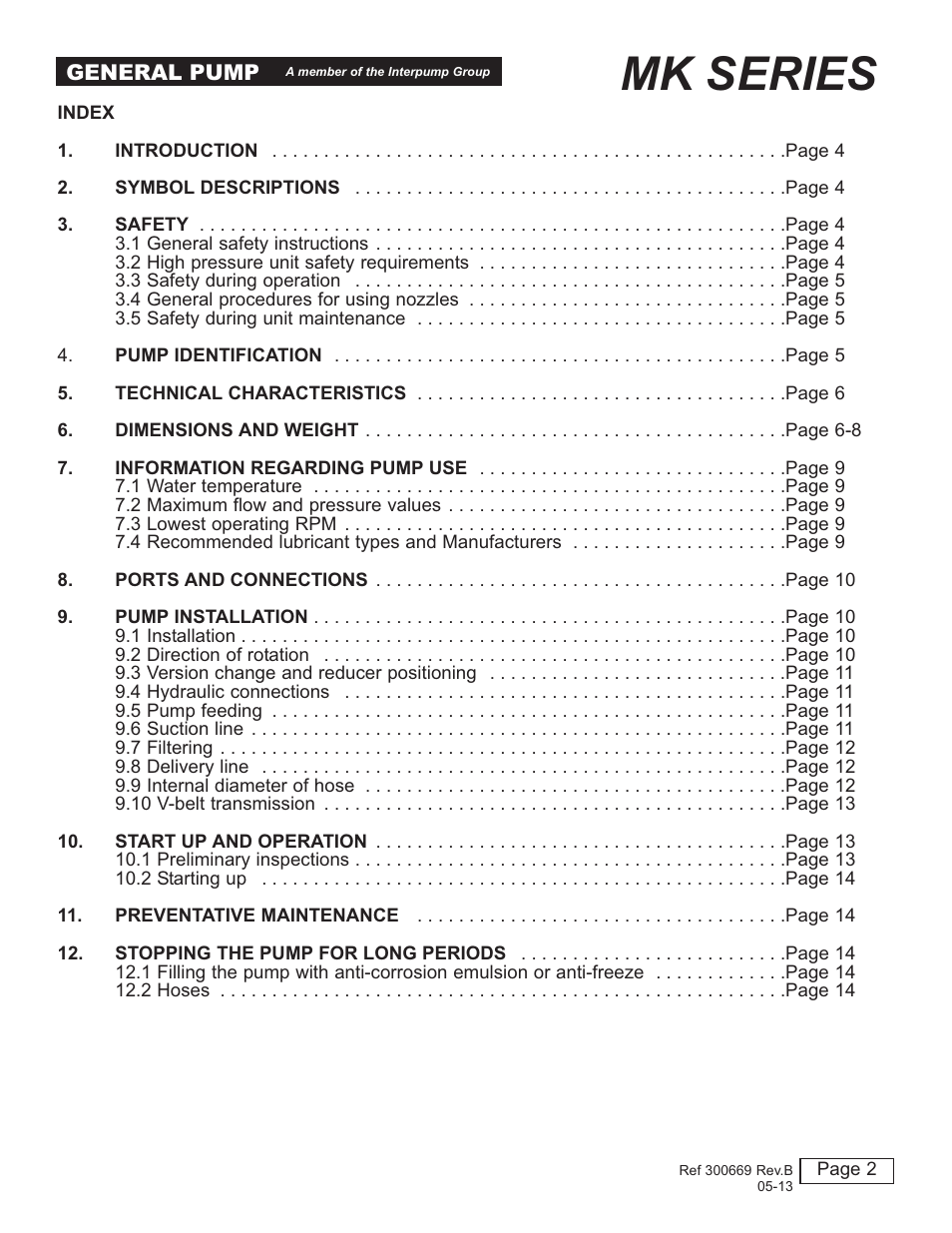 Mk series | General Pump MK Owner Manual User Manual | Page 2 / 21