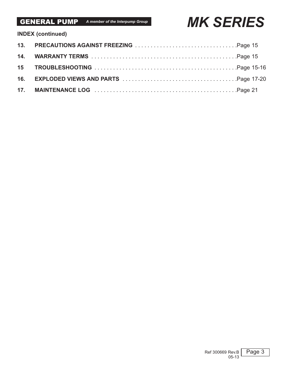 Mk series | General Pump MK Owner Manual User Manual | Page 3 / 21