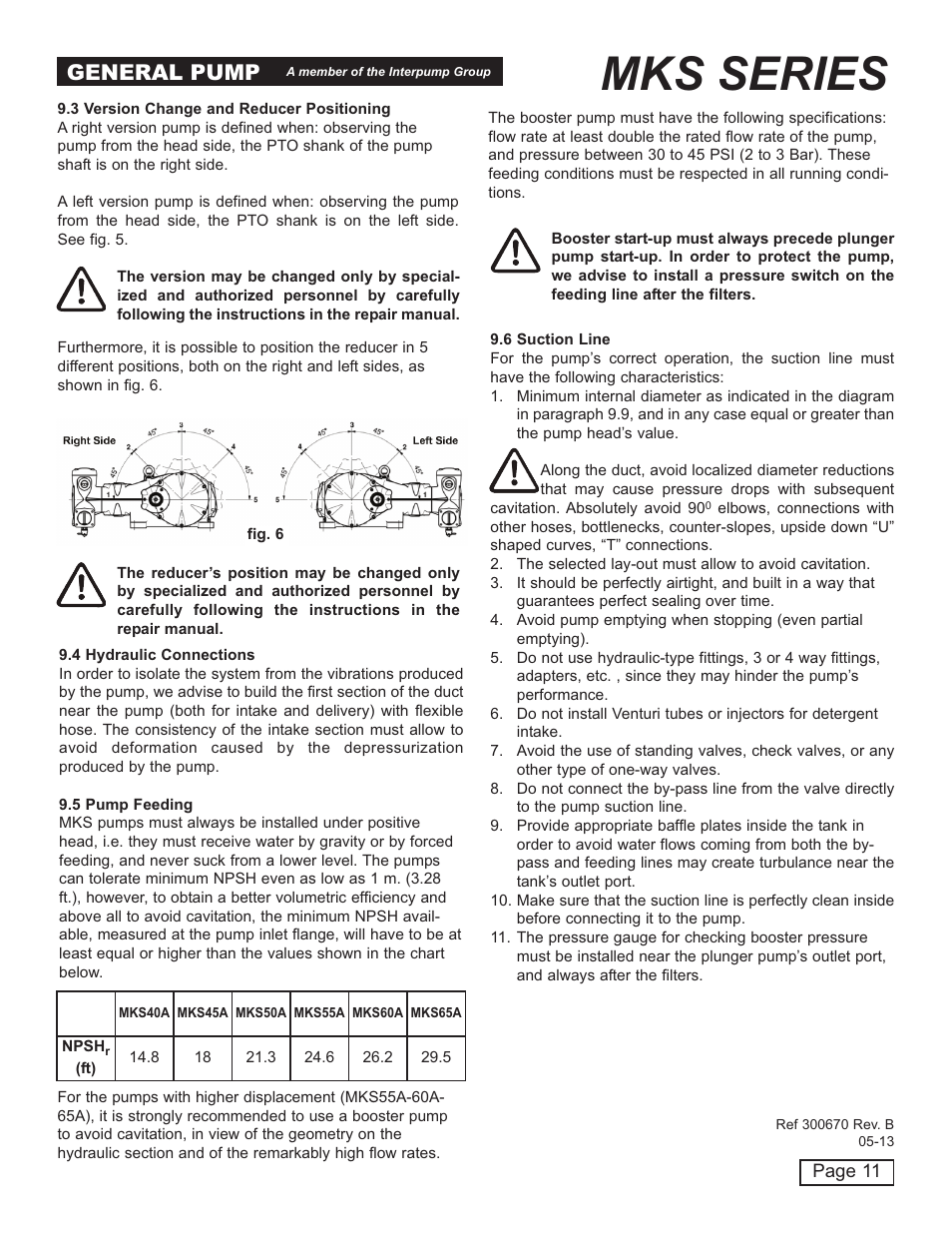 Mks series, General pump | General Pump MKS Owner Manual User Manual | Page 11 / 21