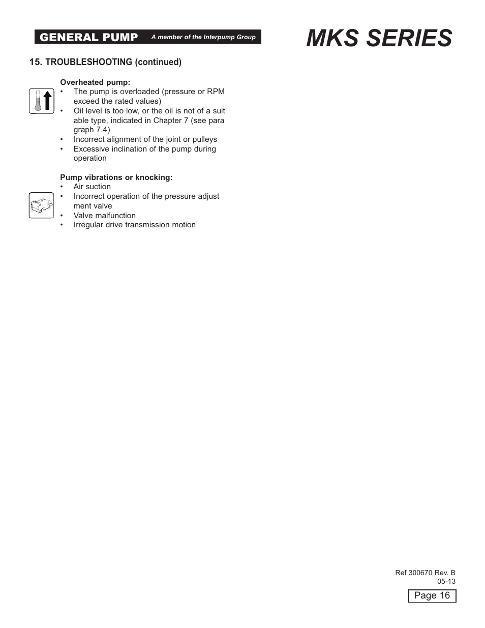 Mks series, General pump | General Pump MKS Owner Manual User Manual | Page 16 / 21