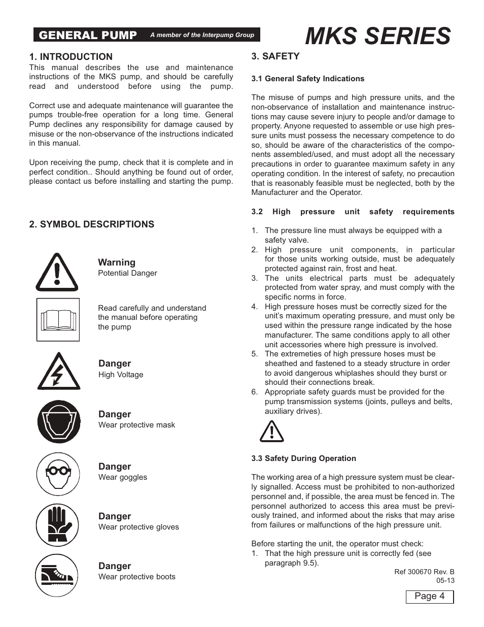 Mks series, General pump | General Pump MKS Owner Manual User Manual | Page 4 / 21