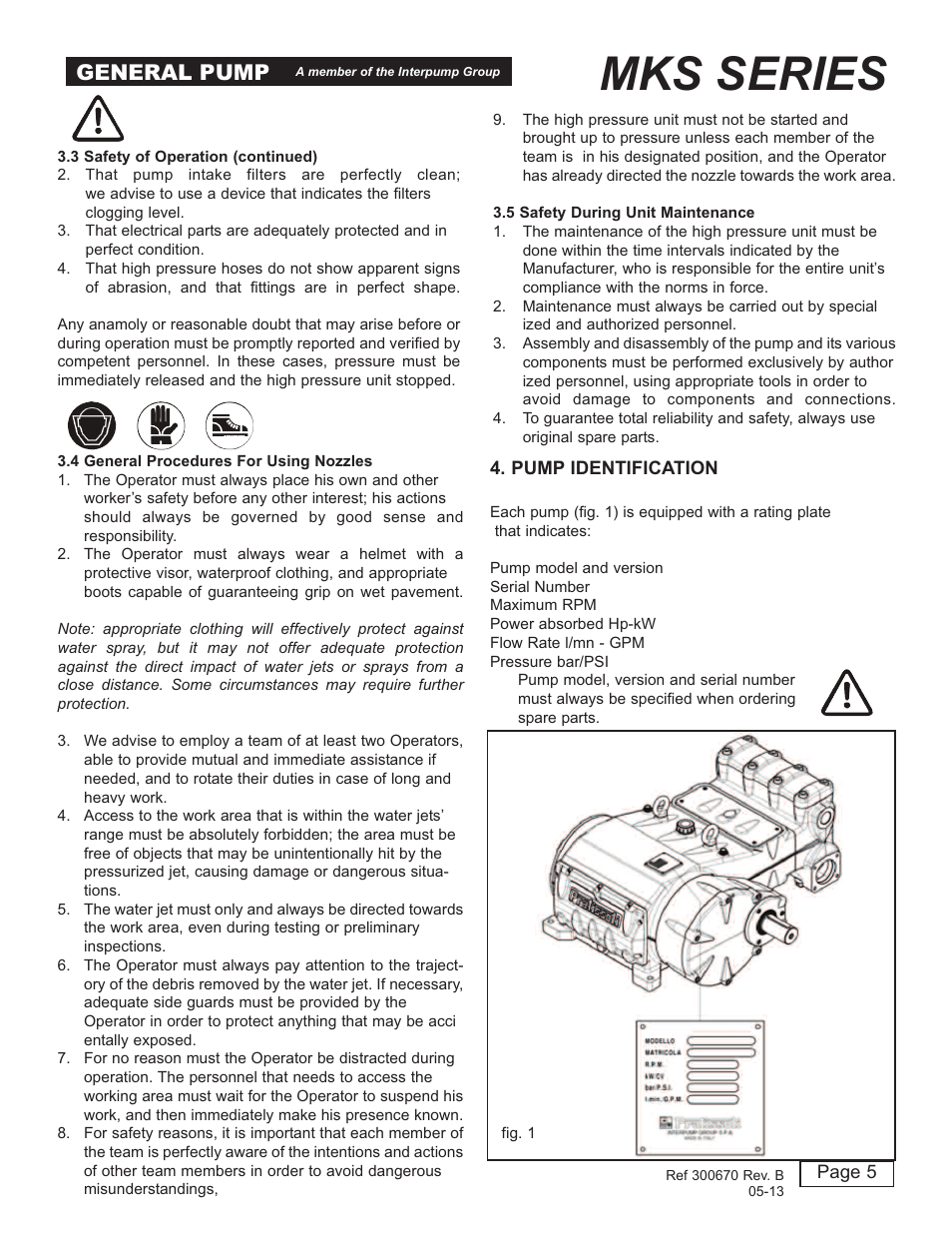 Mks series, General pump | General Pump MKS Owner Manual User Manual | Page 5 / 21