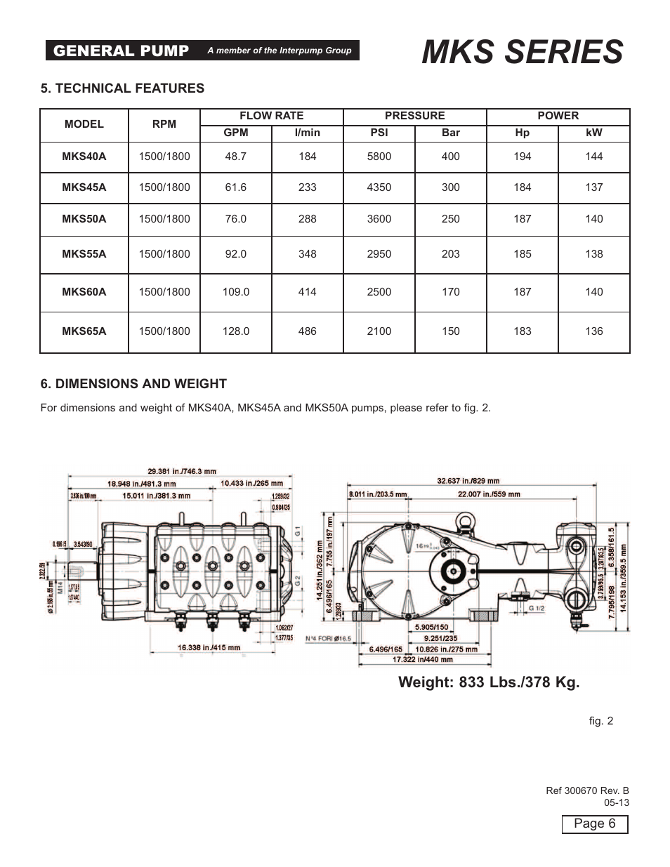 Mks series, General pump | General Pump MKS Owner Manual User Manual | Page 6 / 21