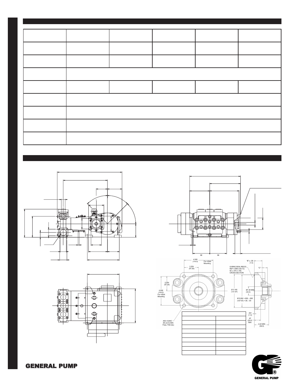 Industrial, Specifications, Dimensions - in” (mm) | General Pump MS Hydraulic Drive Owner Manual User Manual | Page 2 / 2