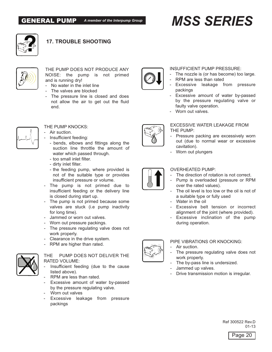 Mss series, General pump | General Pump MSS Owner Manual User Manual | Page 20 / 21